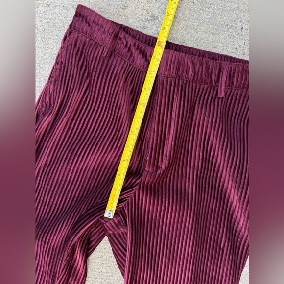 Urban Outfitters Womens Cassidy Burgundy Ribbed Velvet Kick Flare Pants Size 6 - Picture 8 of 11